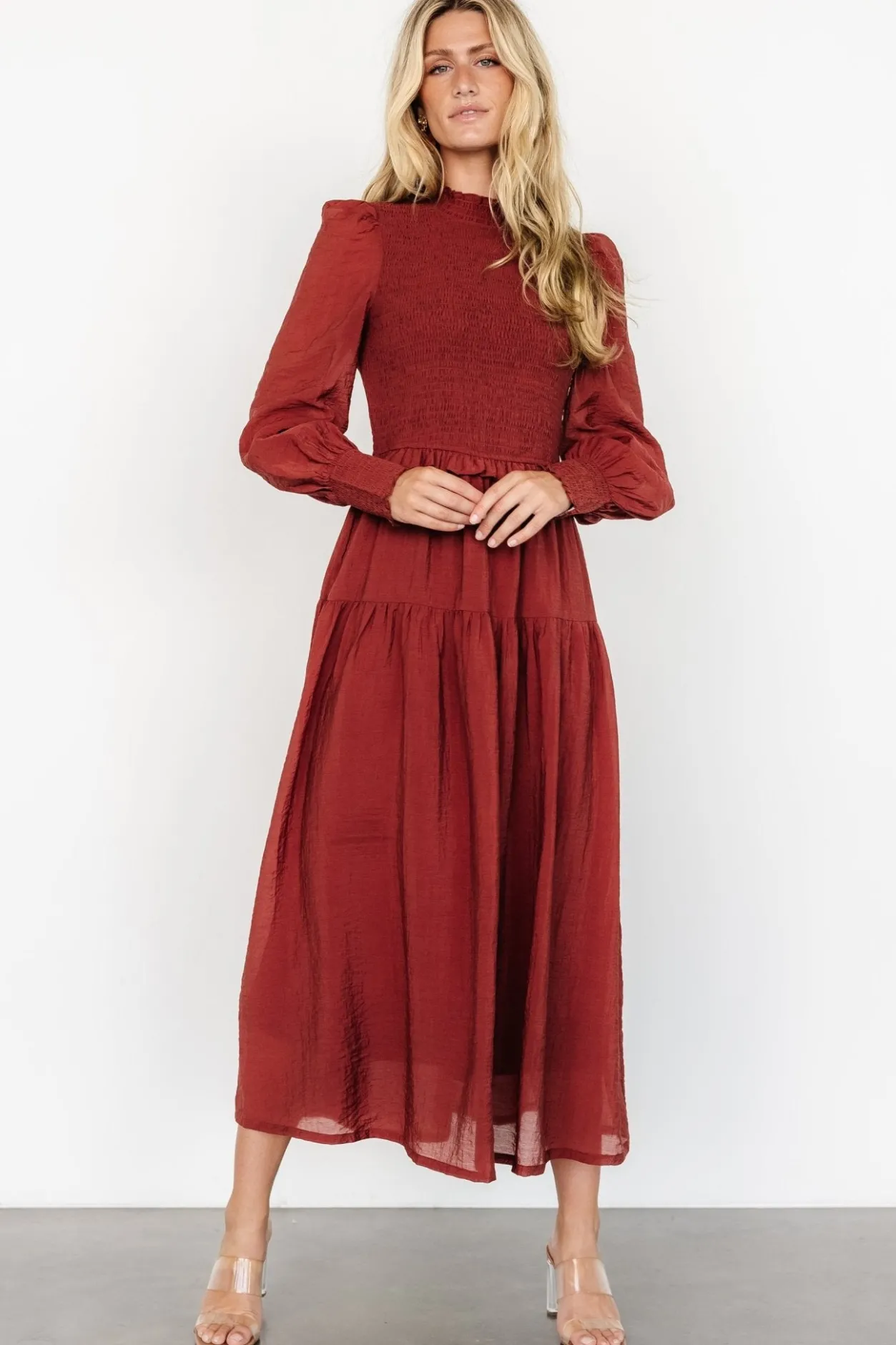 Clearance Baltic Born Daria Smocked Maxi Dress | Brick