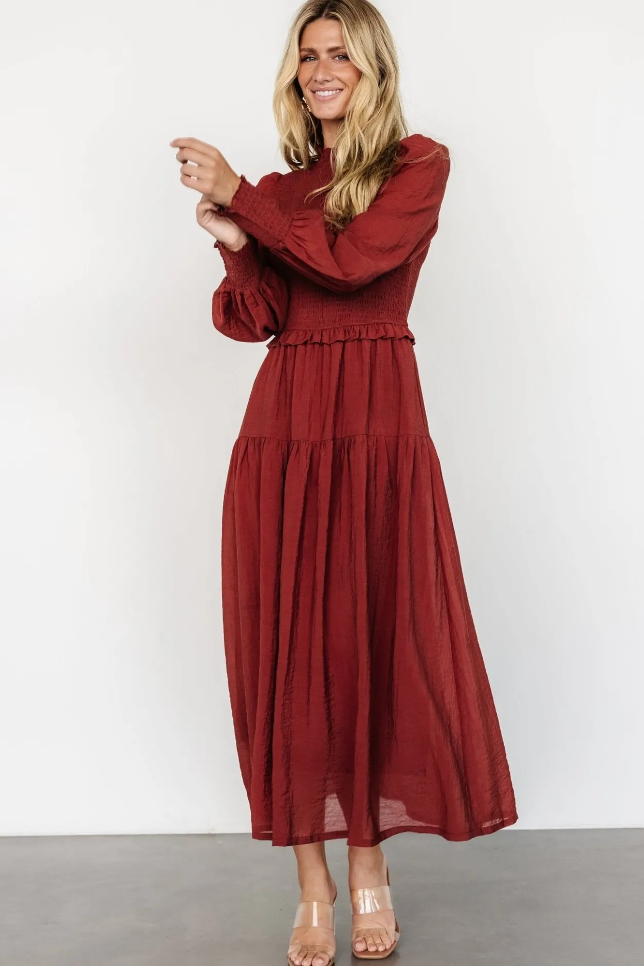 Clearance Baltic Born Daria Smocked Maxi Dress | Brick