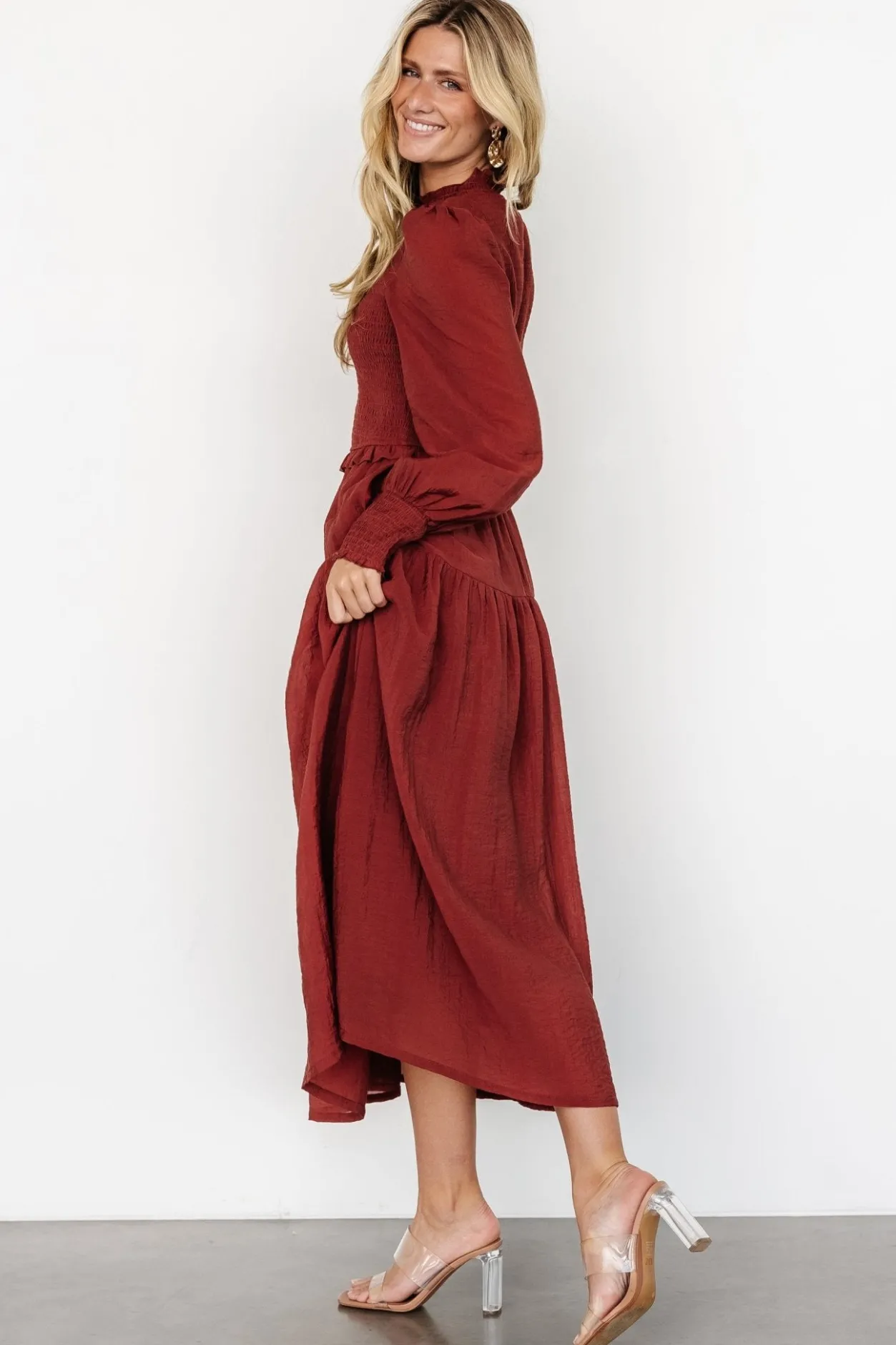 Clearance Baltic Born Daria Smocked Maxi Dress | Brick