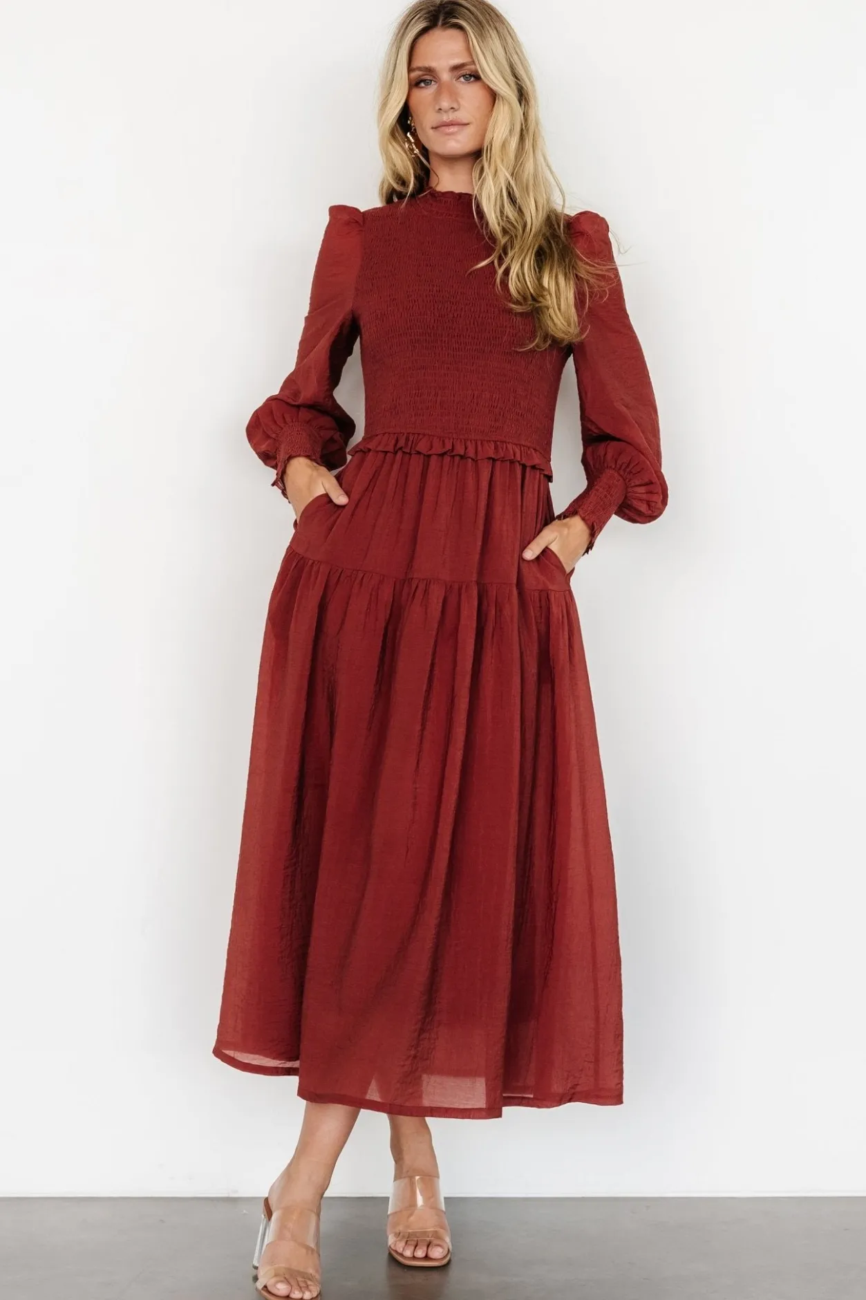 Clearance Baltic Born Daria Smocked Maxi Dress | Brick