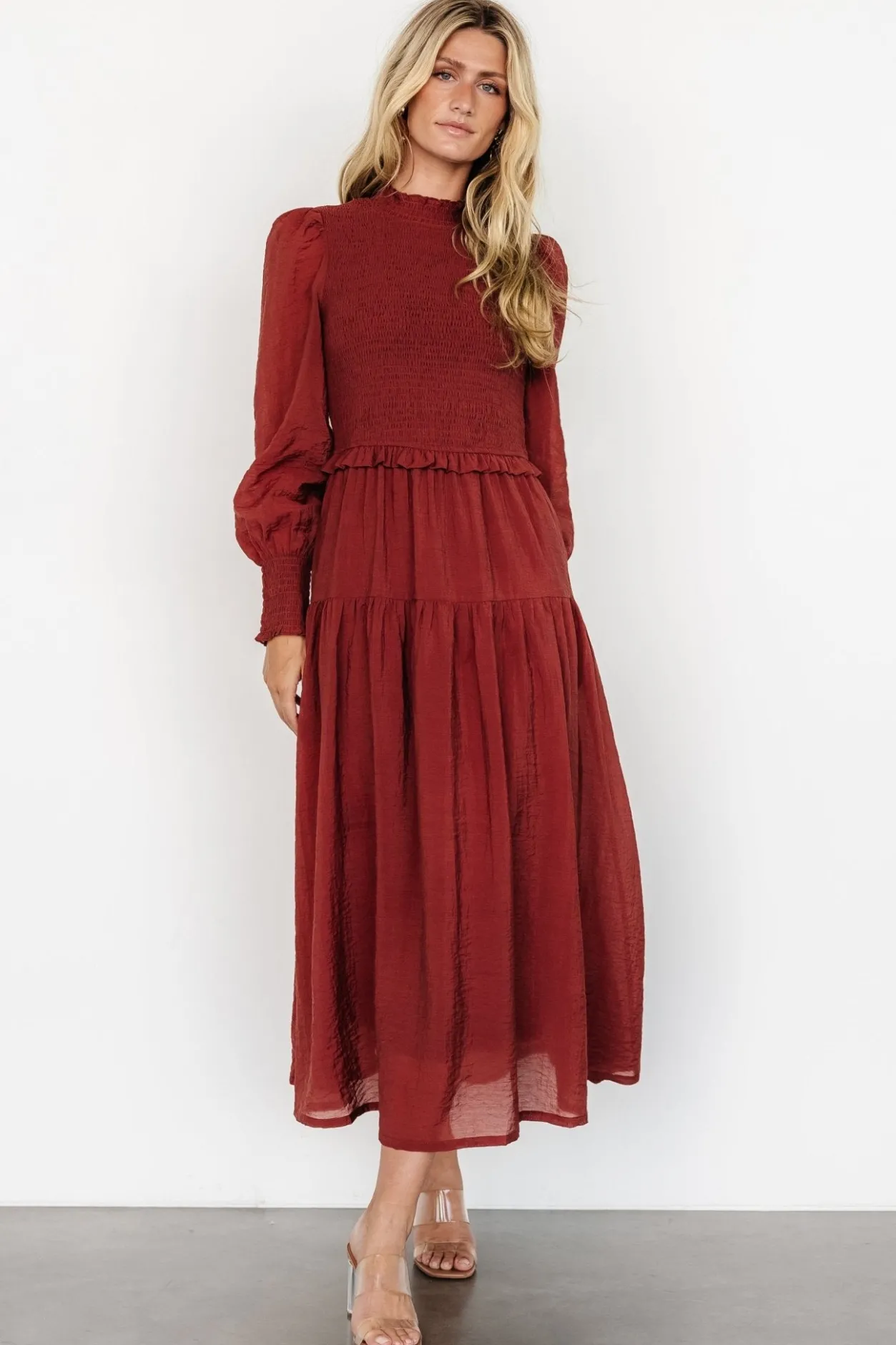 Clearance Baltic Born Daria Smocked Maxi Dress | Brick