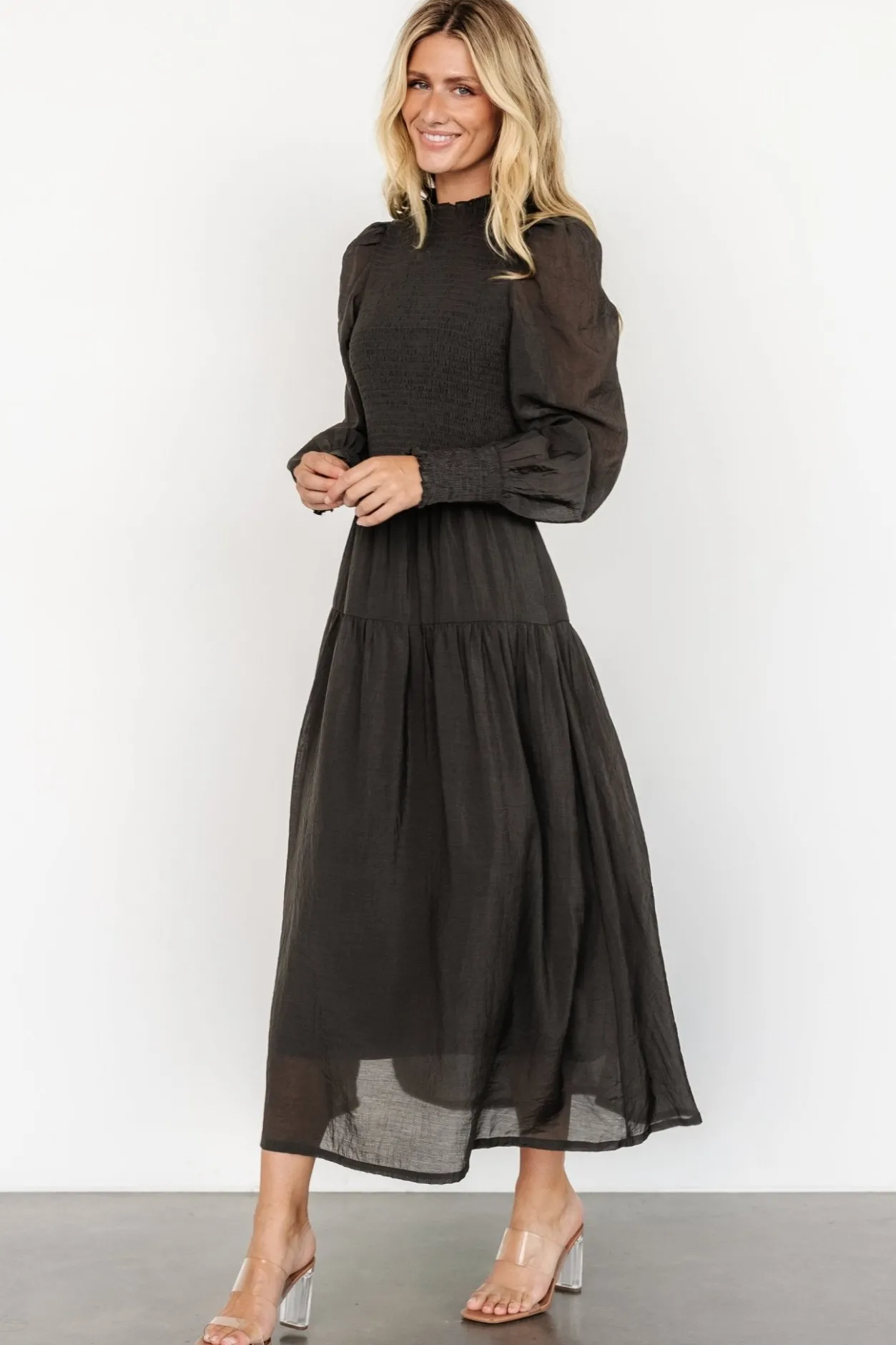 Fashion Baltic Born Daria Smocked Maxi Dress | Charcoal
