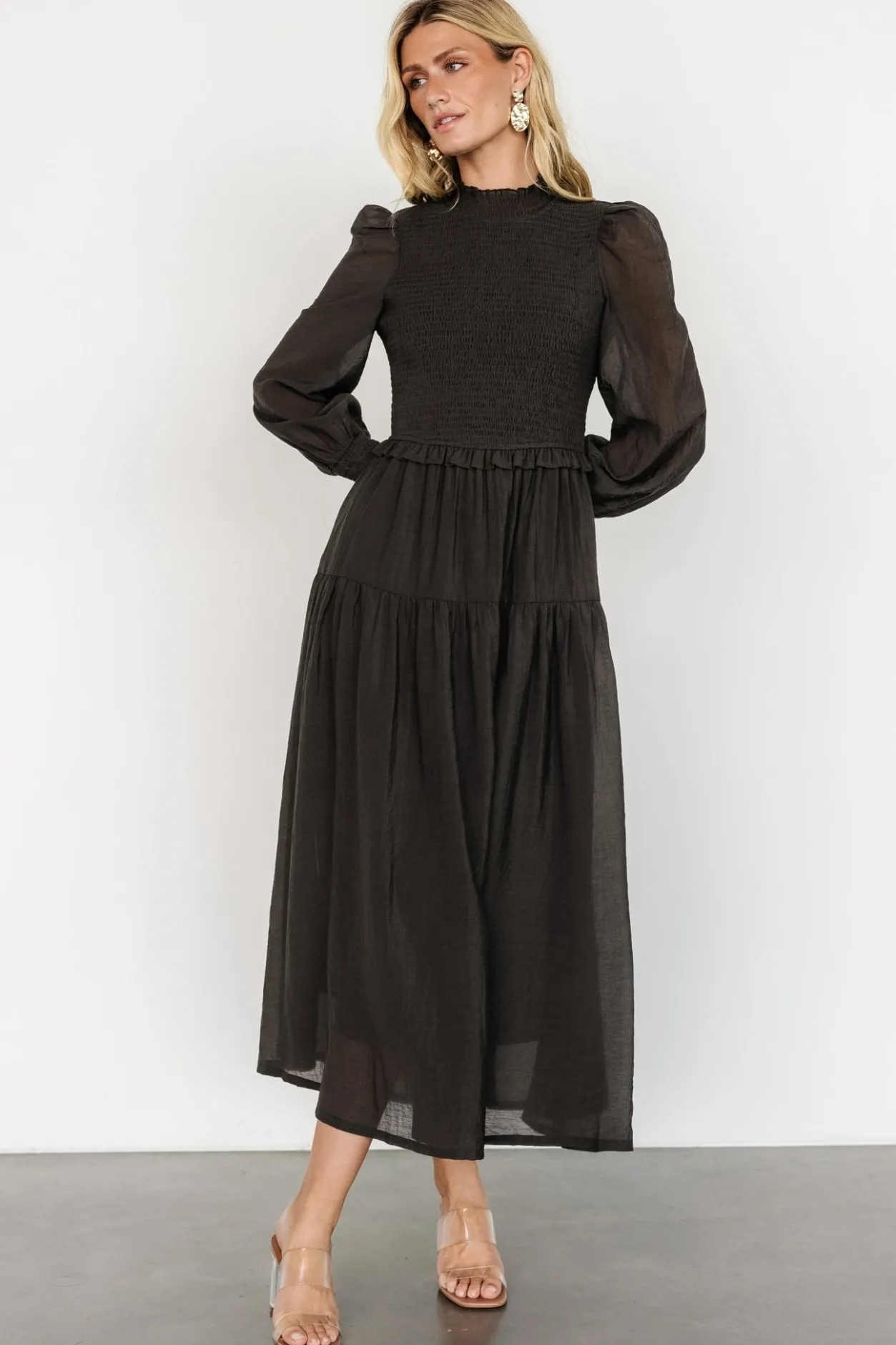 Fashion Baltic Born Daria Smocked Maxi Dress | Charcoal