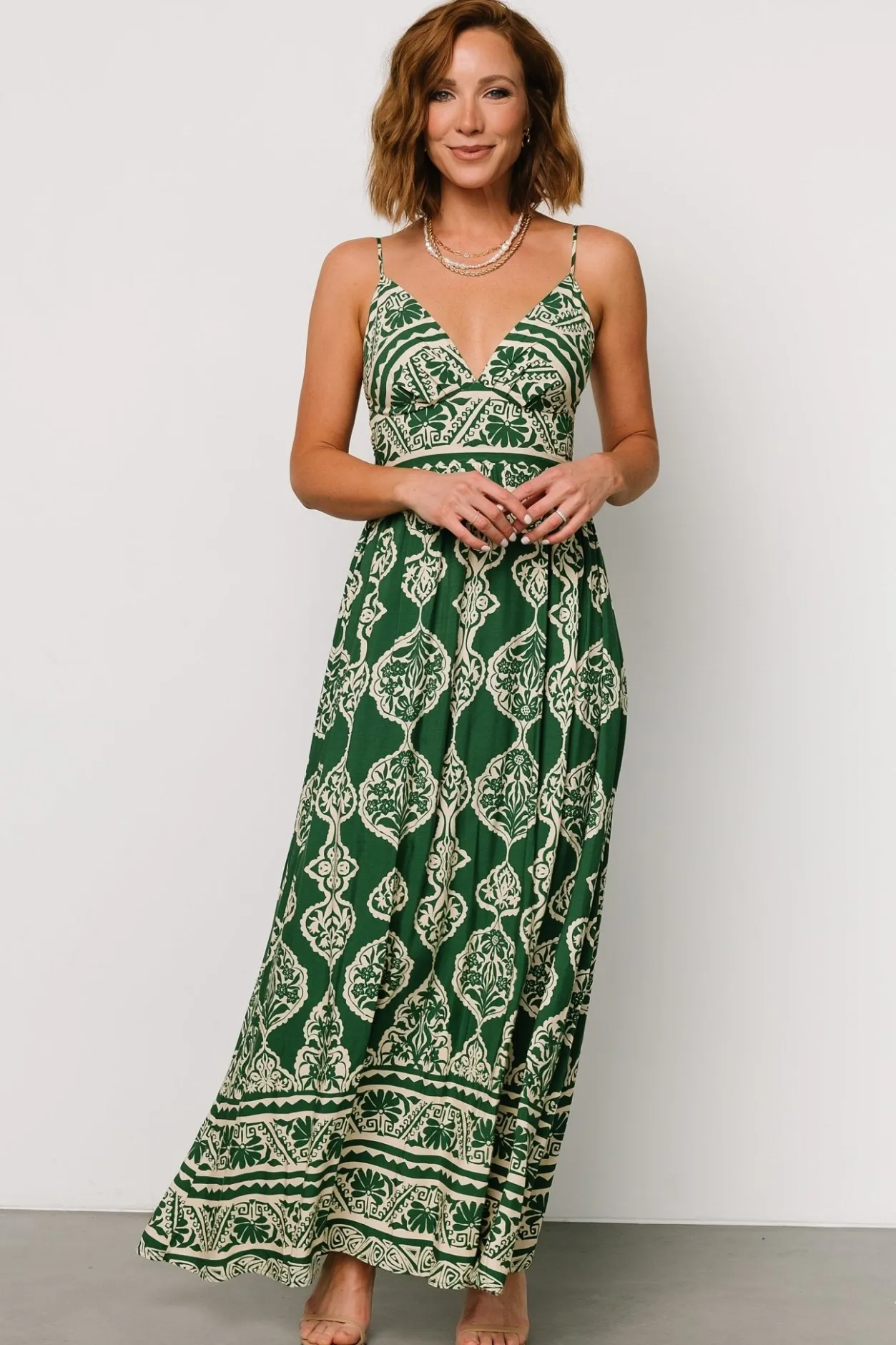 Fashion Baltic Born Davinah V Neck Maxi Dress | Green Print GreenPrint