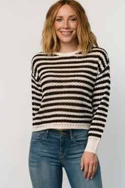 Discount Baltic Born Dawn Open Knit Top | Black + Ivory Black+Ivory