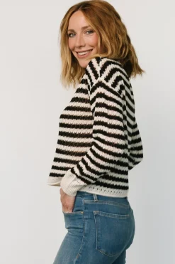 Discount Baltic Born Dawn Open Knit Top | Black + Ivory Black+Ivory