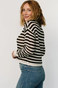Discount Baltic Born Dawn Open Knit Top | Black + Ivory Black+Ivory