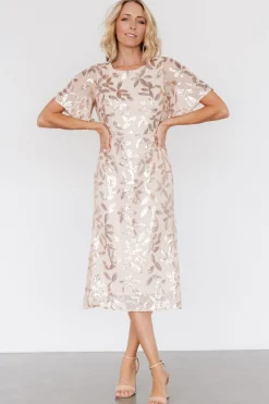 Sale Baltic Born Deanna Sequin Midi Dress | Rose Gold RoseGold