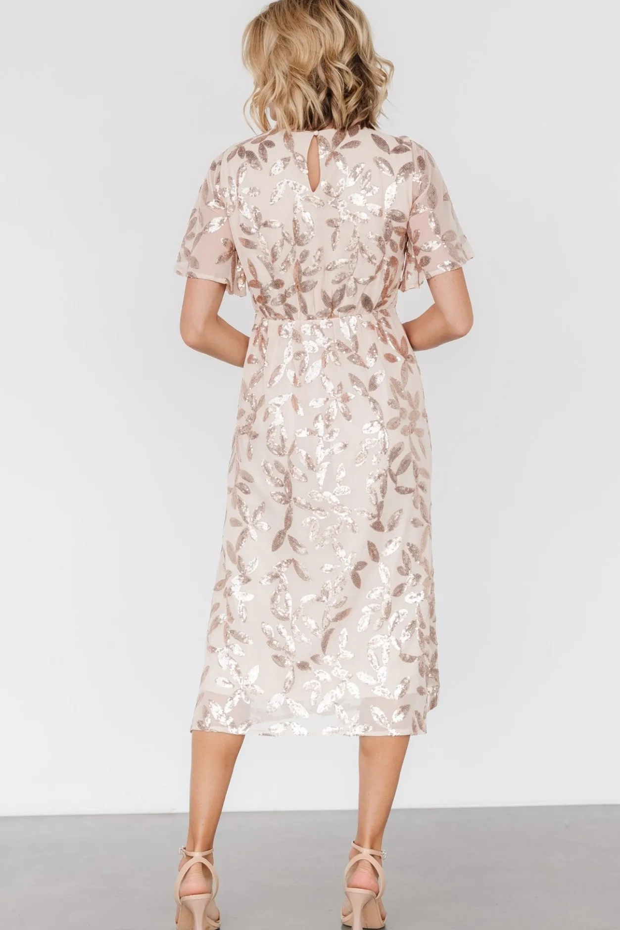 Sale Baltic Born Deanna Sequin Midi Dress | Rose Gold RoseGold