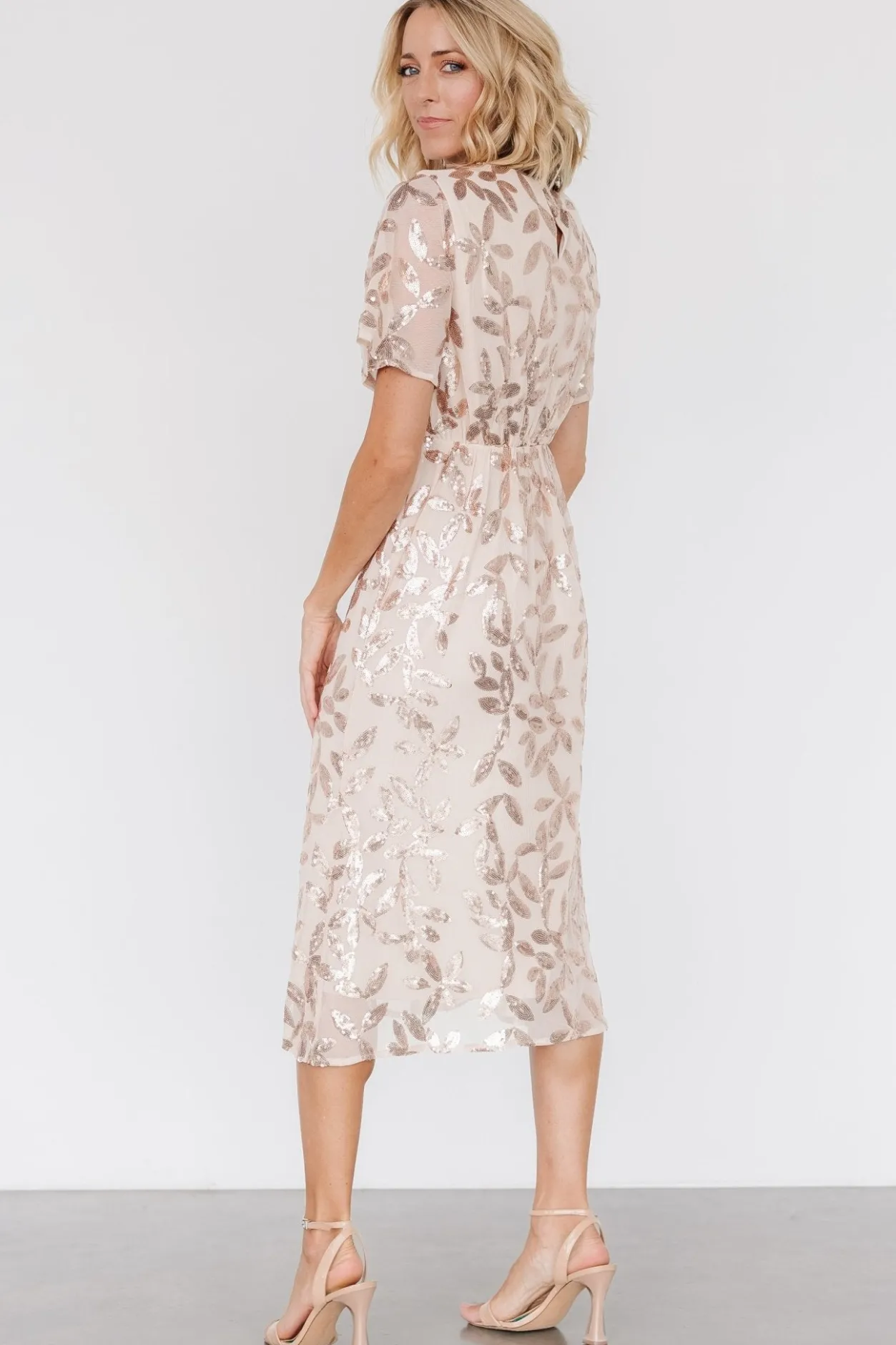 Sale Baltic Born Deanna Sequin Midi Dress | Rose Gold RoseGold