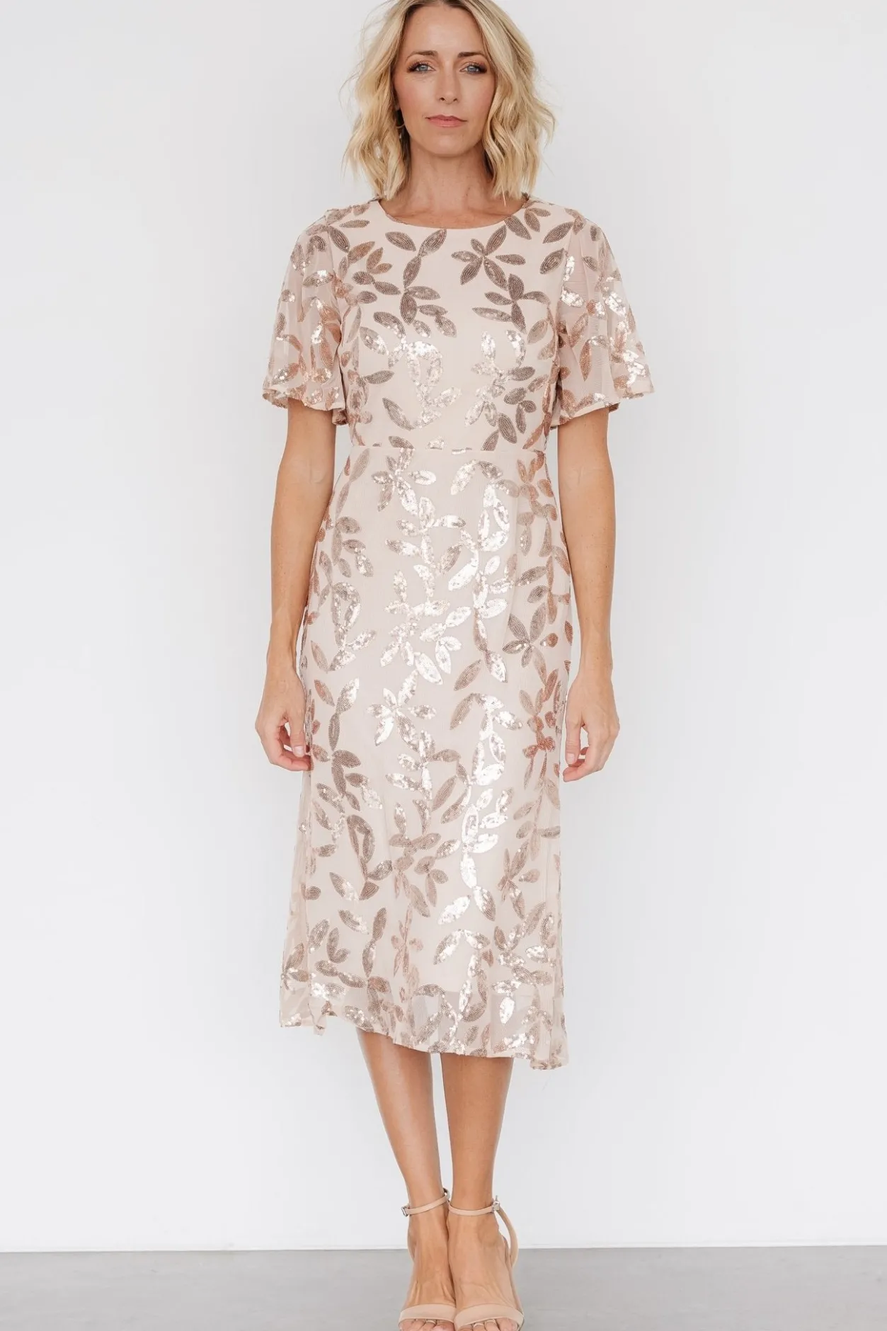 Sale Baltic Born Deanna Sequin Midi Dress | Rose Gold RoseGold