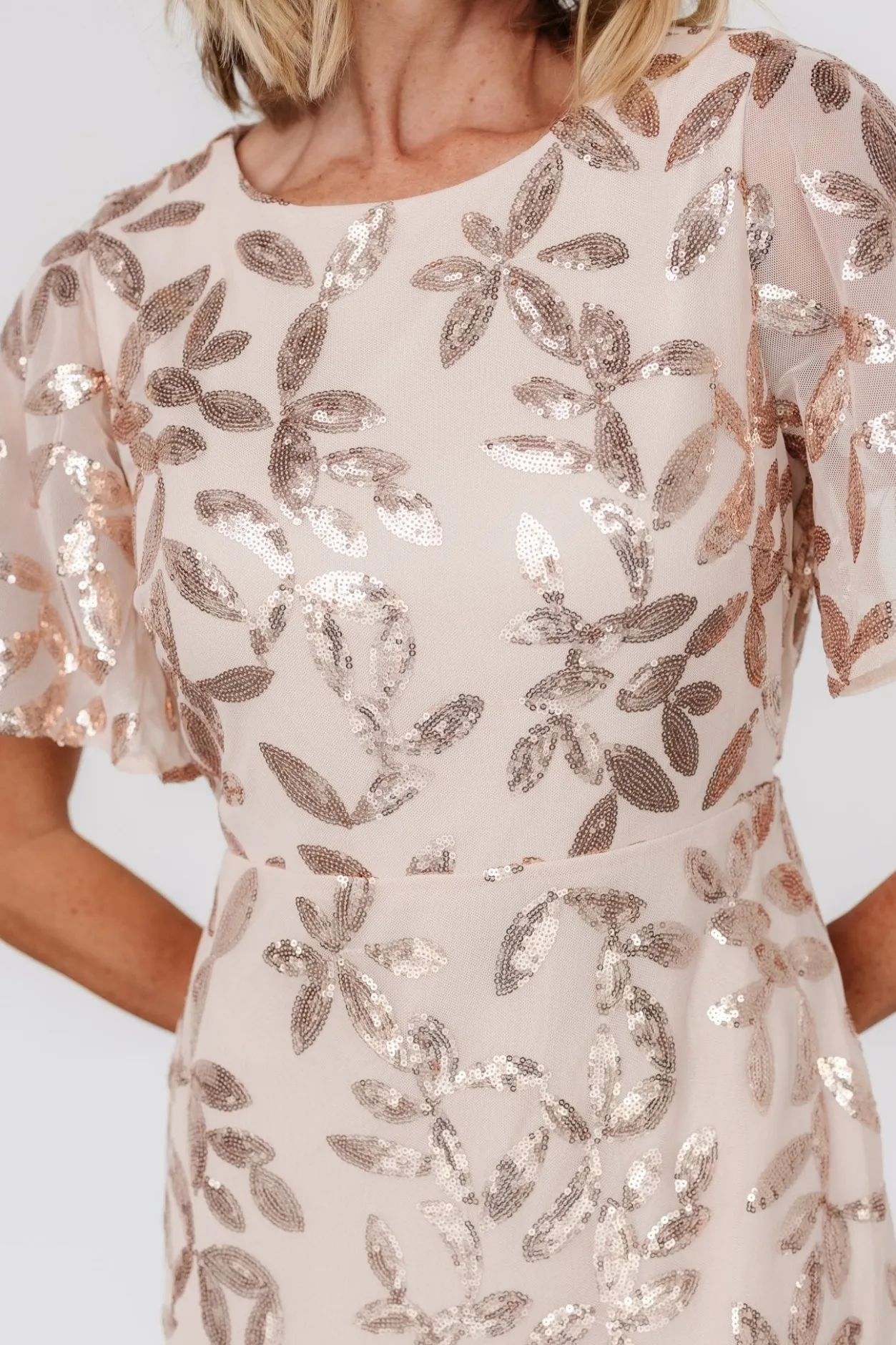 Sale Baltic Born Deanna Sequin Midi Dress | Rose Gold RoseGold