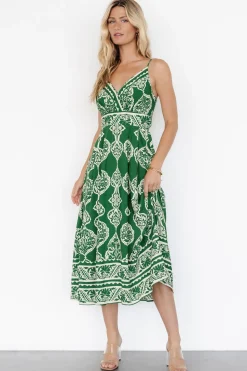 Hot Baltic Born Delia Midi Dress | Green Print GreenPrint