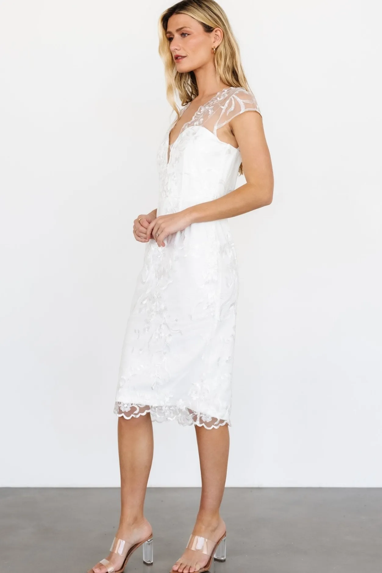 Fashion Baltic Born Delphine Applique Midi Dress | Off White OffWhite