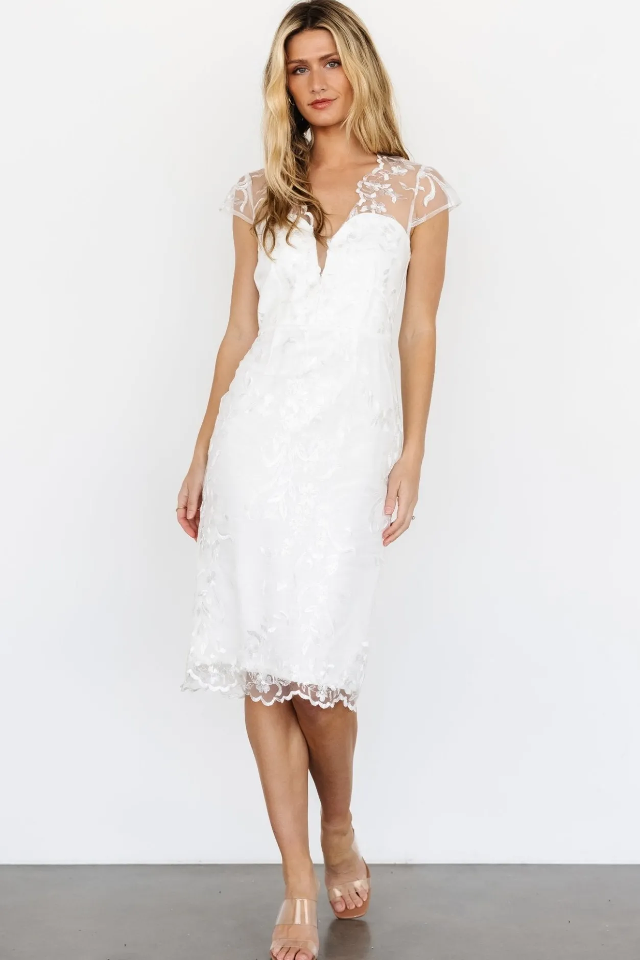 Fashion Baltic Born Delphine Applique Midi Dress | Off White OffWhite