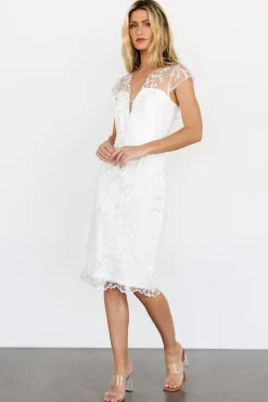 Fashion Baltic Born Delphine Applique Midi Dress | Off White OffWhite