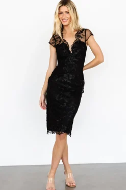 Outlet Baltic Born Delphine Applique Midi Dress | Black