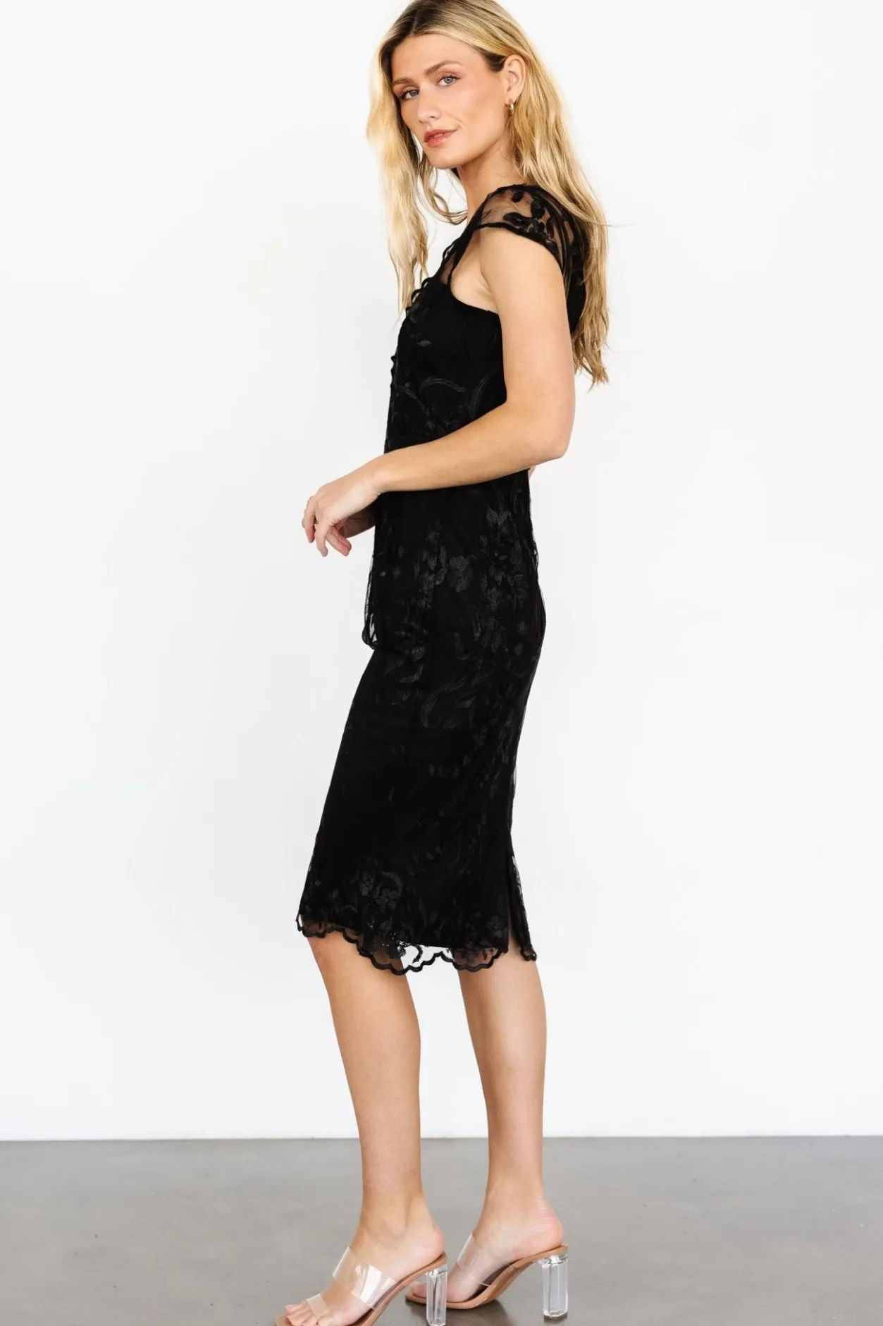 Outlet Baltic Born Delphine Applique Midi Dress | Black