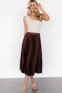 Discount Baltic Born Demetria Pleated Midi Skirt | Dark Brown DarkBrown