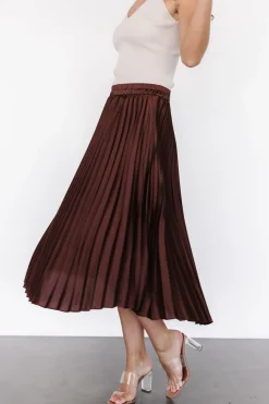 Discount Baltic Born Demetria Pleated Midi Skirt | Dark Brown DarkBrown