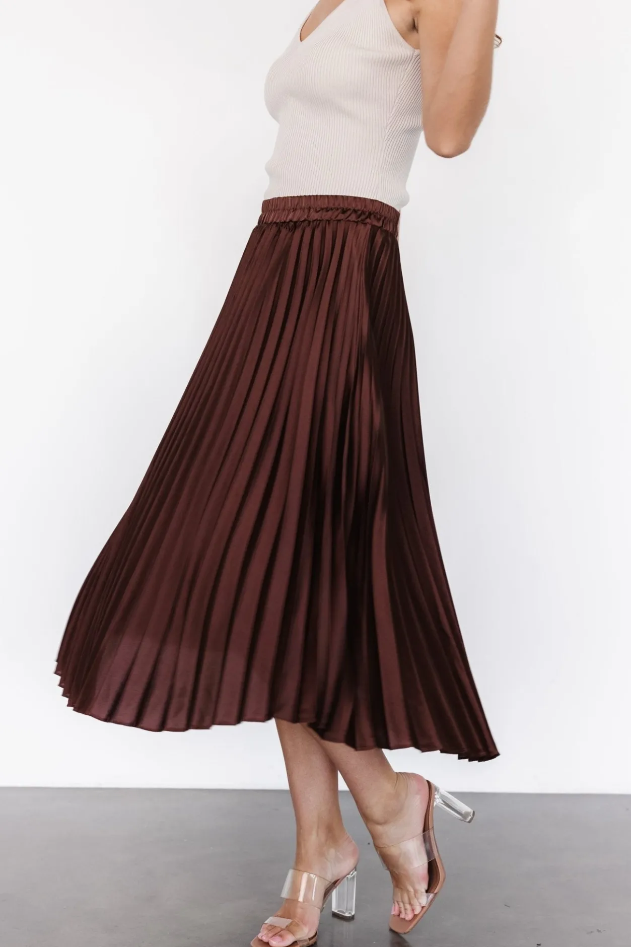 Discount Baltic Born Demetria Pleated Midi Skirt | Dark Brown DarkBrown