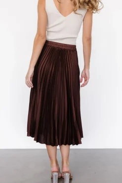 Discount Baltic Born Demetria Pleated Midi Skirt | Dark Brown DarkBrown