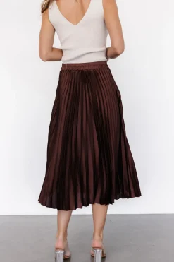 Discount Baltic Born Demetria Pleated Midi Skirt | Dark Brown DarkBrown