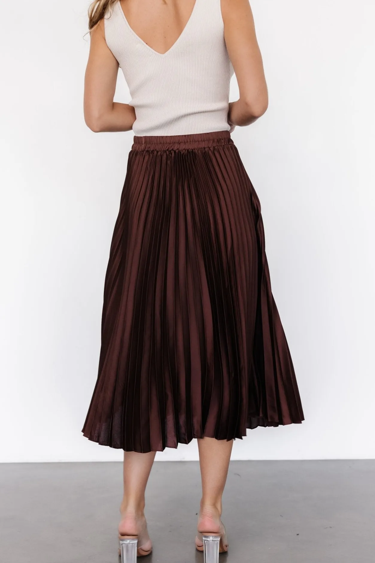 Discount Baltic Born Demetria Pleated Midi Skirt | Dark Brown DarkBrown