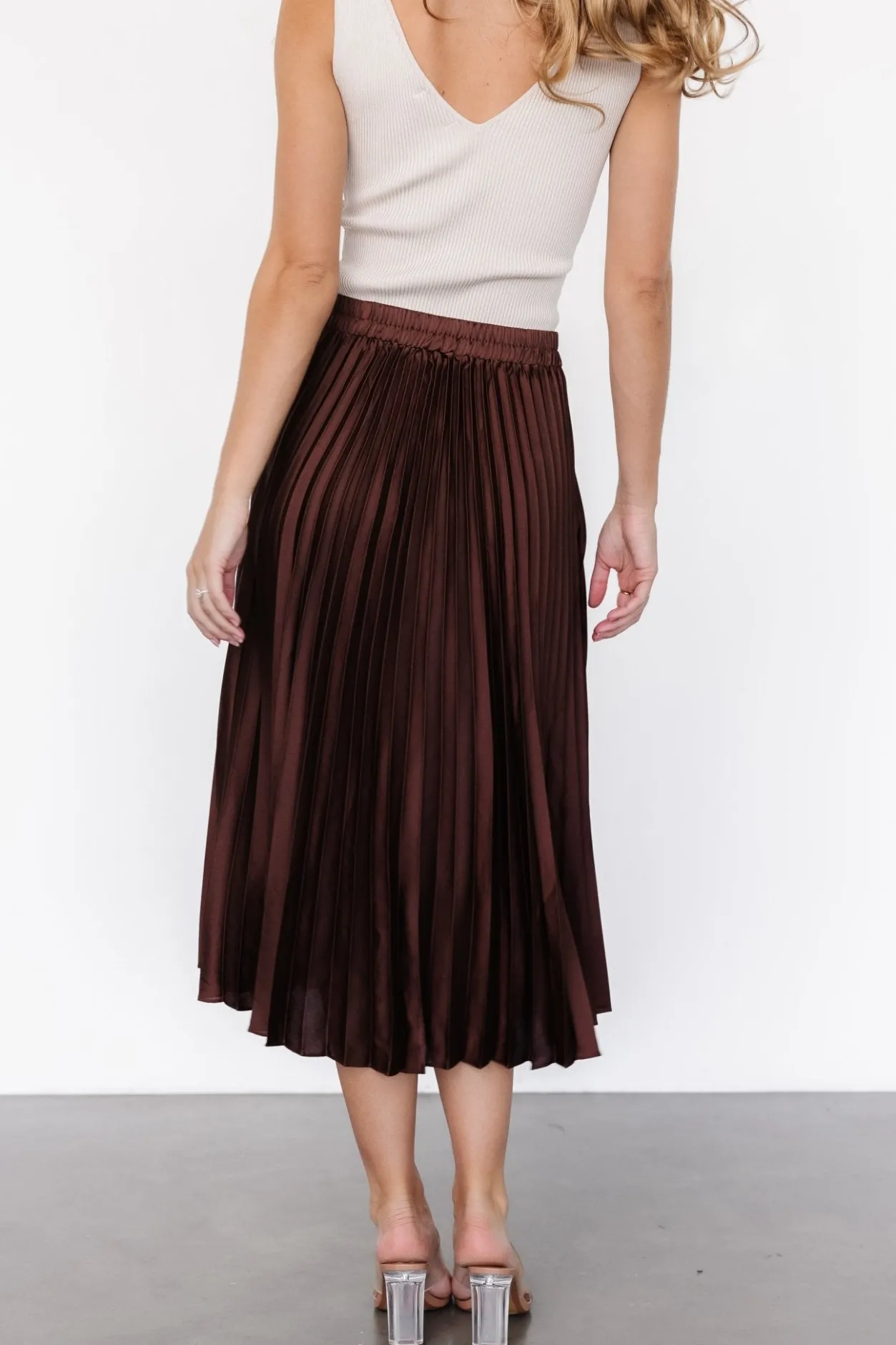 Discount Baltic Born Demetria Pleated Midi Skirt | Dark Brown DarkBrown