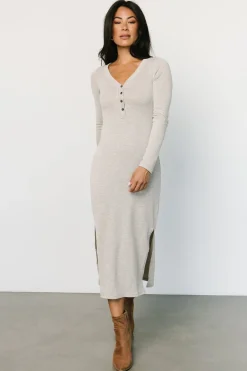 Clearance Baltic Born Denver Ribbed Midi Dress | Light Gray LightGray