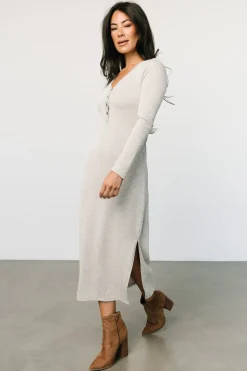 Clearance Baltic Born Denver Ribbed Midi Dress | Light Gray LightGray