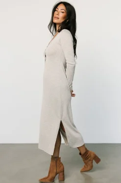 Clearance Baltic Born Denver Ribbed Midi Dress | Light Gray LightGray