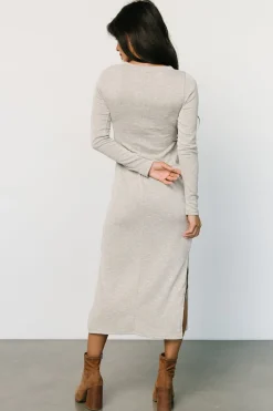 Clearance Baltic Born Denver Ribbed Midi Dress | Light Gray LightGray