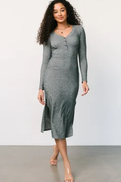 Discount Baltic Born Denver Ribbed Midi Dress | Heathered Jade HeatheredJade