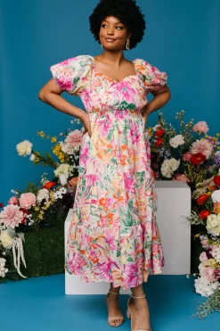 New Baltic Born Denzel Puff Sleeve Midi Dress | Multi Floral MultiFloral