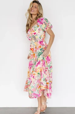 New Baltic Born Denzel Puff Sleeve Midi Dress | Multi Floral MultiFloral