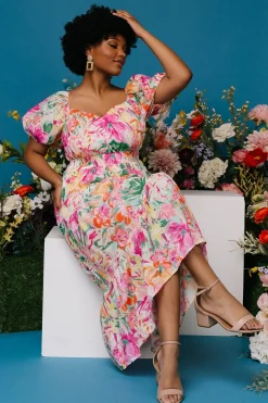 New Baltic Born Denzel Puff Sleeve Midi Dress | Multi Floral MultiFloral
