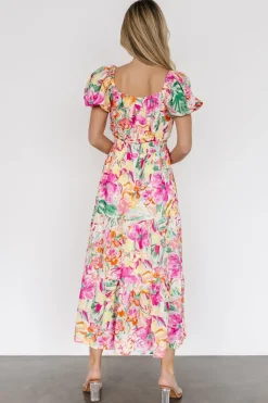 New Baltic Born Denzel Puff Sleeve Midi Dress | Multi Floral MultiFloral