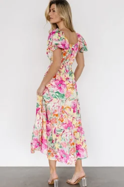 New Baltic Born Denzel Puff Sleeve Midi Dress | Multi Floral MultiFloral