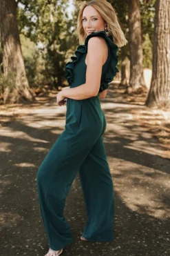 Outlet Baltic Born Descanso Ruffle Jumpsuit | Dark Green DarkGreen