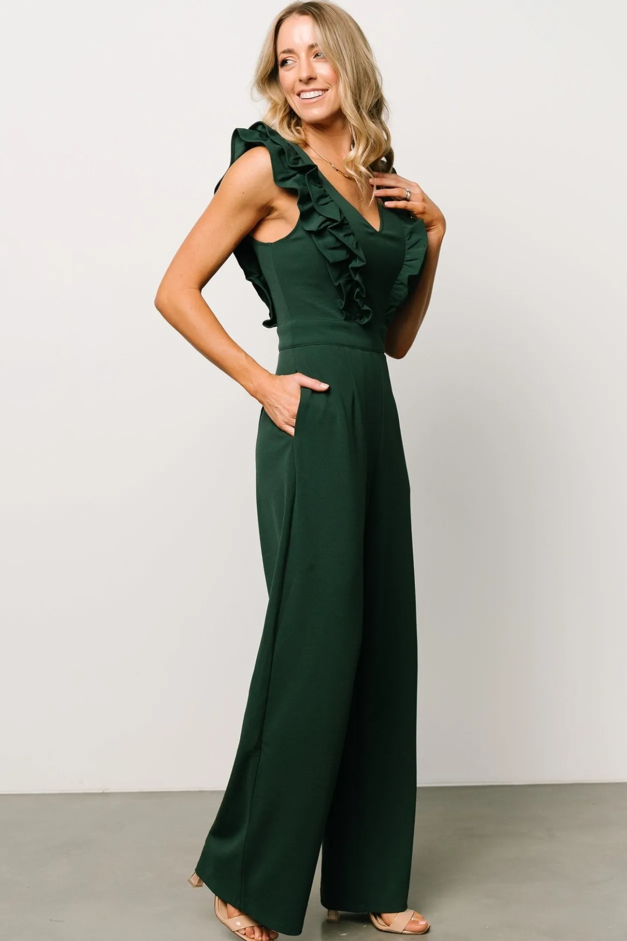 Outlet Baltic Born Descanso Ruffle Jumpsuit | Dark Green DarkGreen