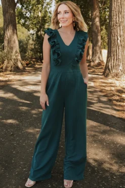 Outlet Baltic Born Descanso Ruffle Jumpsuit | Dark Green DarkGreen