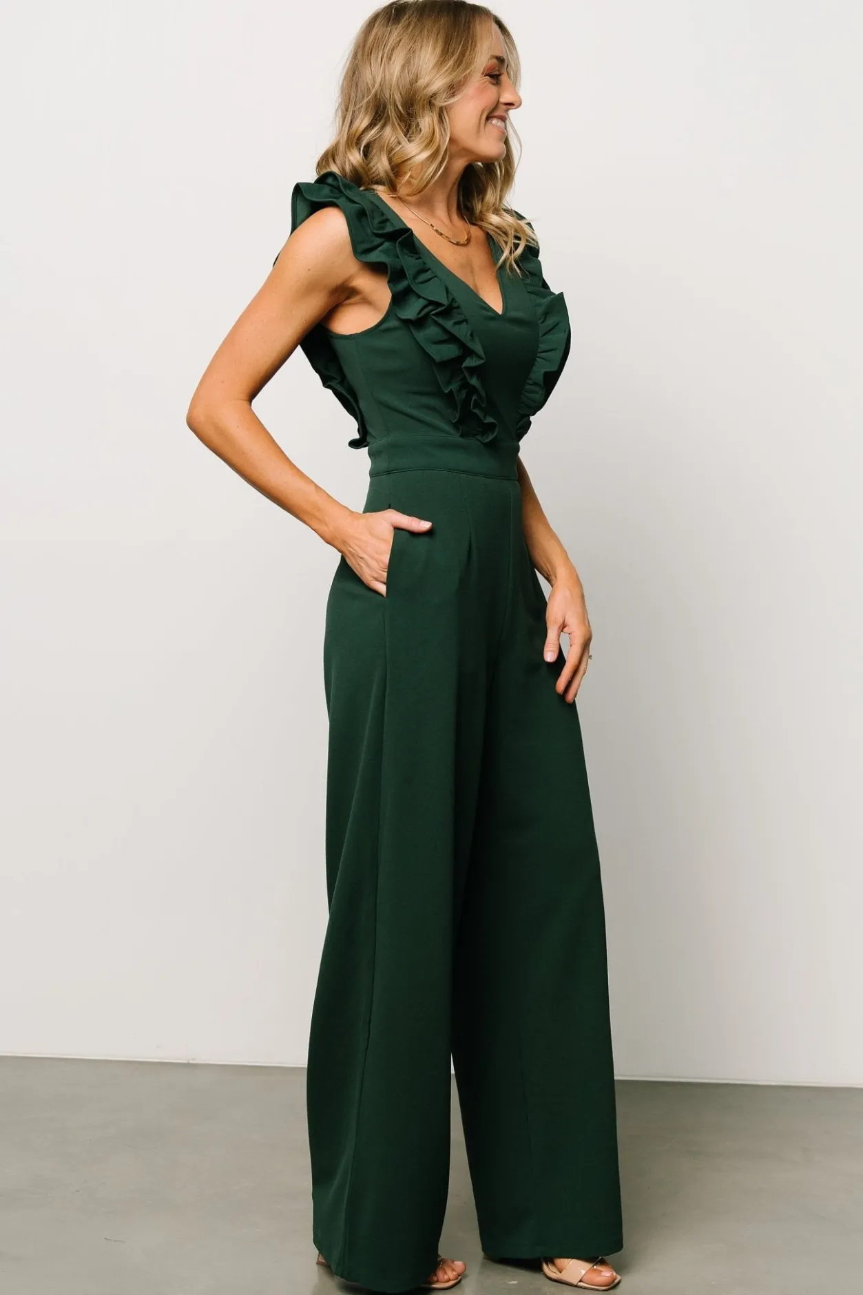 Outlet Baltic Born Descanso Ruffle Jumpsuit | Dark Green DarkGreen