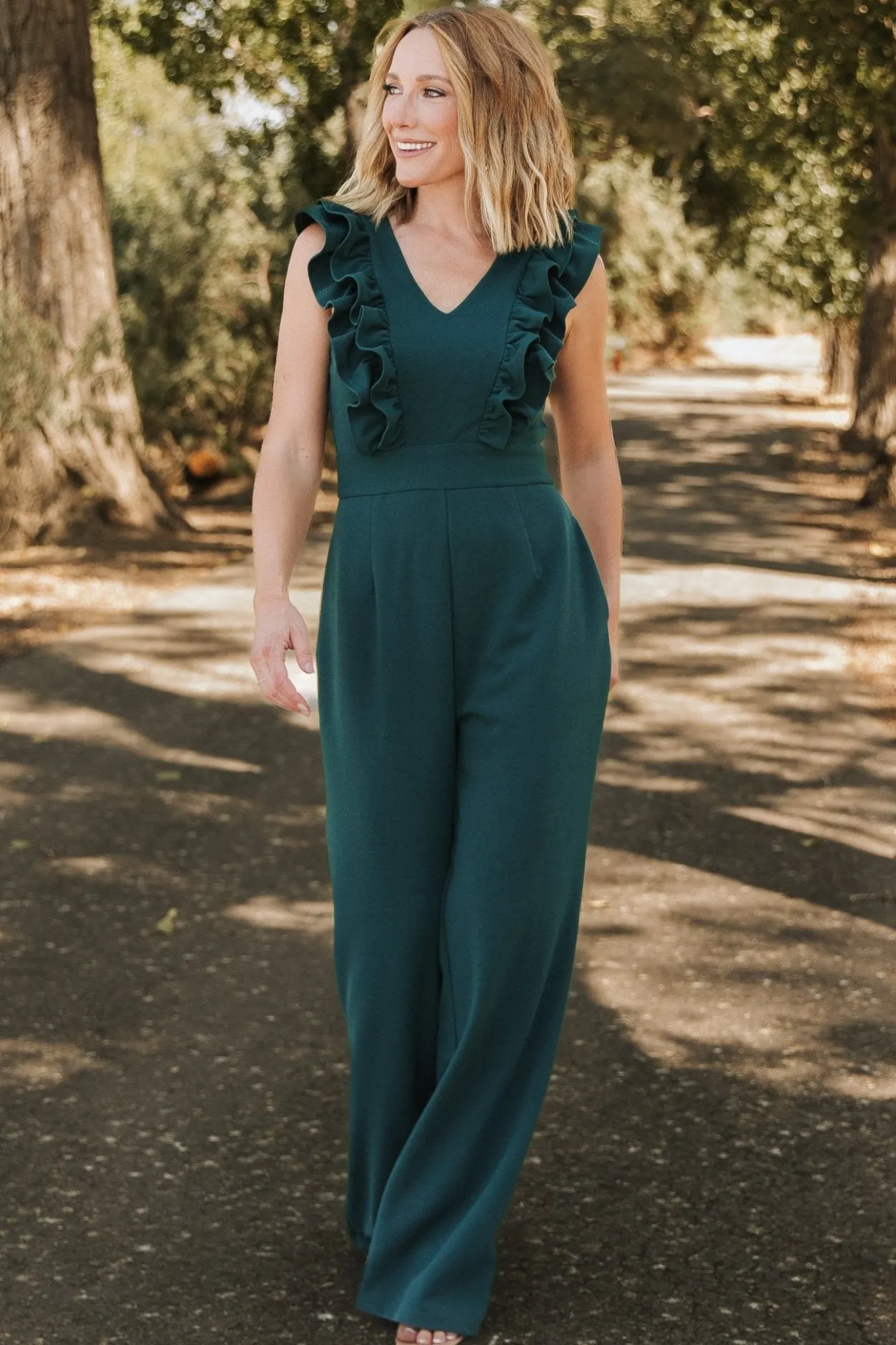 Outlet Baltic Born Descanso Ruffle Jumpsuit | Dark Green DarkGreen