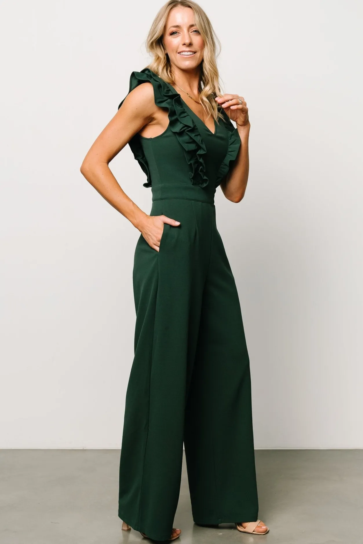 Outlet Baltic Born Descanso Ruffle Jumpsuit | Dark Green DarkGreen