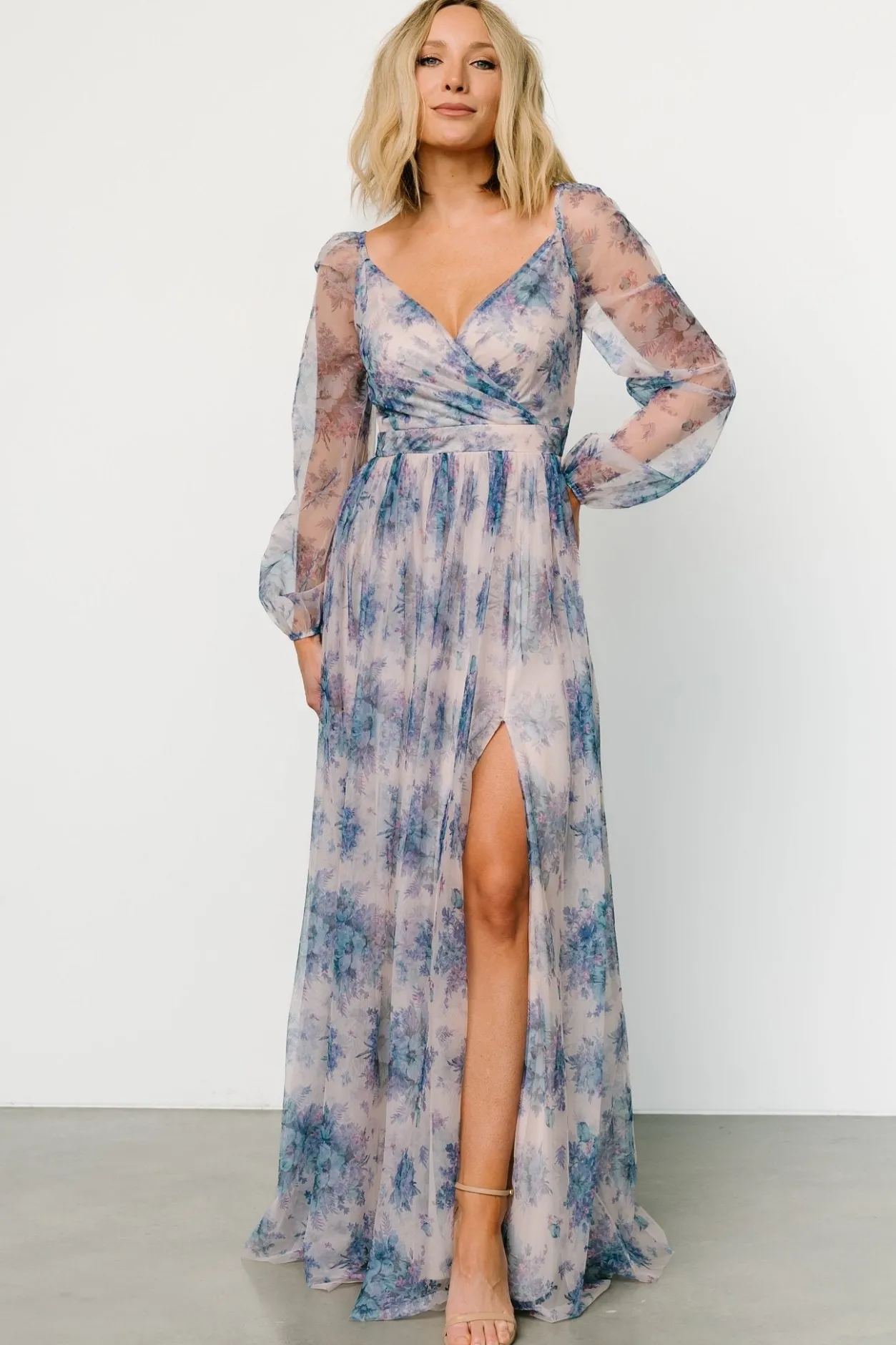 New Baltic Born Desiree Tulle Maxi Dress | Natural + Slate Floral Natural+SlateFloral