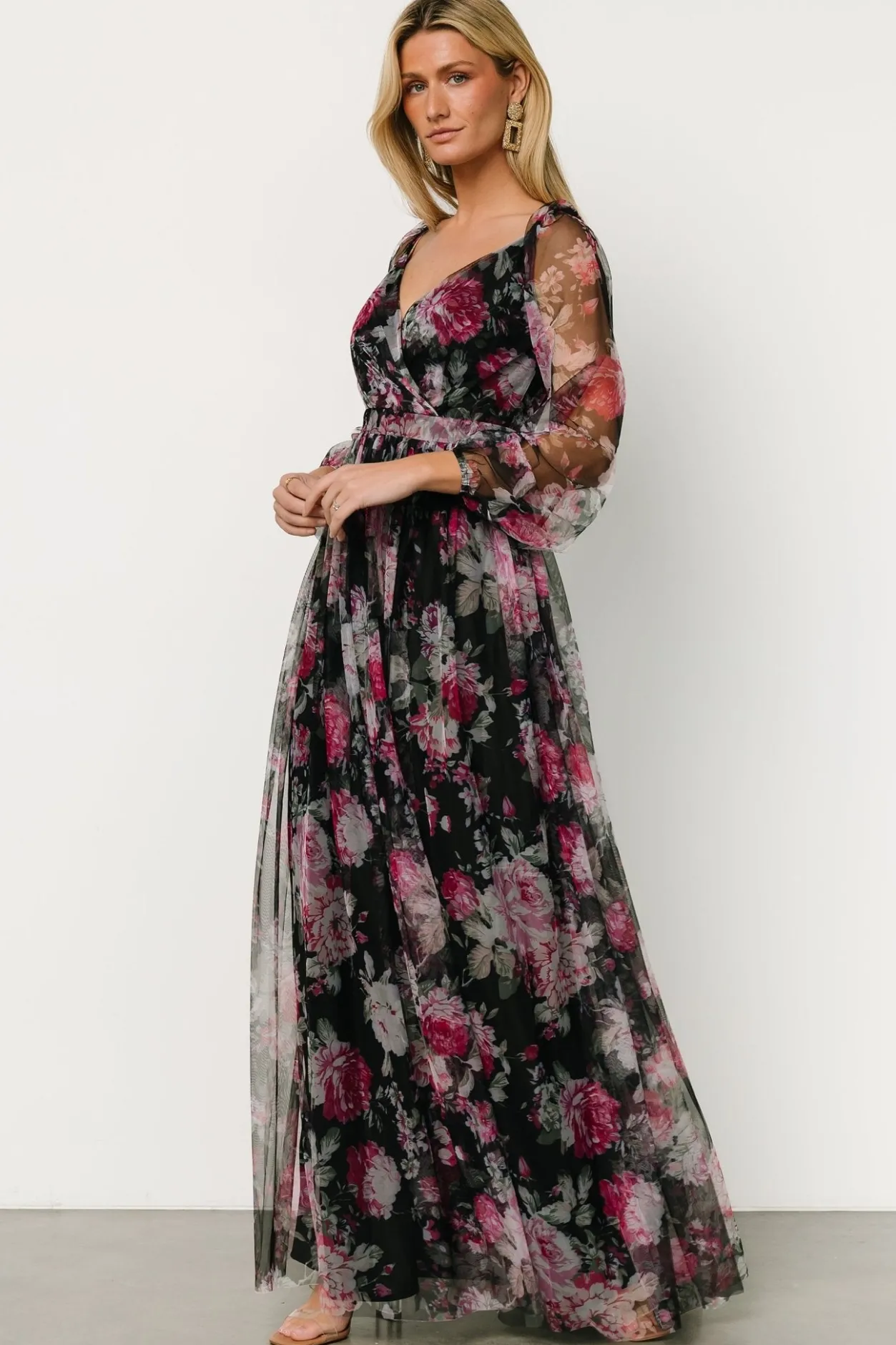 Sale Baltic Born Desiree Tulle Maxi Dress | Black + Fuchsia Black+Fuchsia