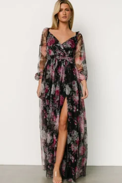 Sale Baltic Born Desiree Tulle Maxi Dress | Black + Fuchsia Black+Fuchsia
