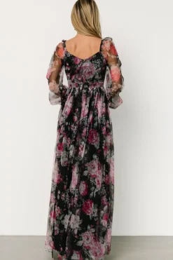 Sale Baltic Born Desiree Tulle Maxi Dress | Black + Fuchsia Black+Fuchsia
