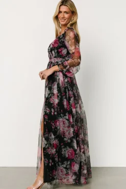 Sale Baltic Born Desiree Tulle Maxi Dress | Black + Fuchsia Black+Fuchsia
